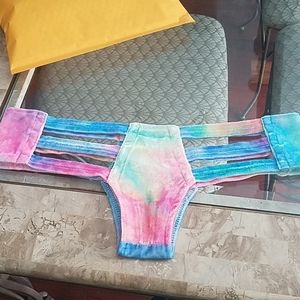 NWOT fuzzy rainbow rave bottoms